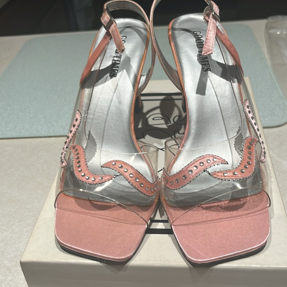 GOOD TIMES | Clear pink heels, crystal details | Sz 9